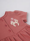 Popees Baby Girls Short Sleeve Cotton Dress| Pink| 9 Months To 4 Years