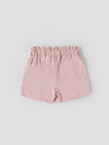 Popees Baby Girls Pink Cotton Shorts with Paperbag Waist & Bow| 9M–4Y