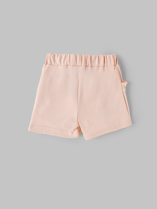 Popees Baby Girls Solid Cotton Shorts with Ruffle Pockets |9 Months to 4 Years