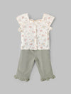 Popees Baby Girls Floral Top & Ribbed Pant Set| Sage Green| 9 Months to 4 Years
