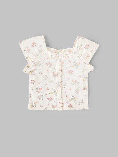 Popees Baby Girls Floral Top & Ribbed Pant Set| Sage Green| 9 Months to 4 Years
