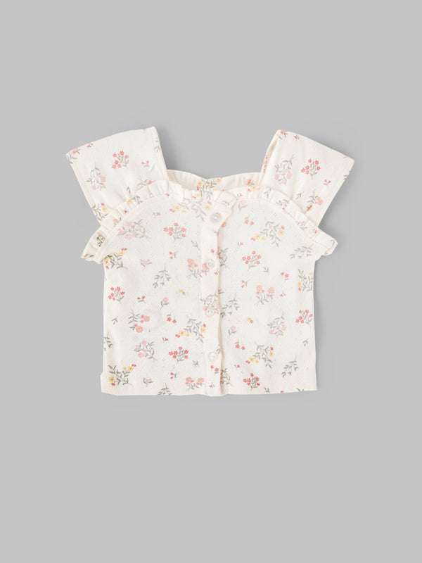 Popees Baby Girls Floral Top & Ribbed Pant Set| Sage Green| 9 Months to 4 Years