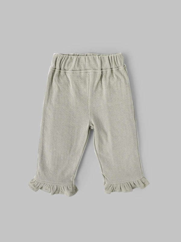 Popees Baby Girls Floral Top & Ribbed Pant Set| Sage Green| 9 Months to 4 Years