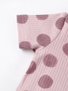 Popees Baby Girls Polka Dot Ribbed Half Sleeve Collared Top| 9M–4Y