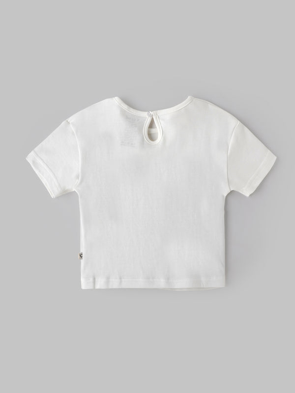 Popees Baby Girls Printed Cotton T-Shirt with Cute Graphic Design| Soft Breathable Casual Summer Top| 9 Months–4 Years