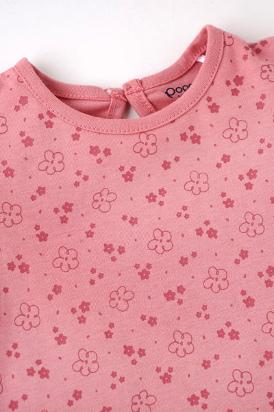Popees Baby Girls Cotton Floral Printed Puff Sleeve T-Shirt Top| 1–6Years