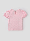 Popees Baby Girls Floral Cotton T-Shirt |Soft Puff Sleeve Casual Top (1–6 Years)