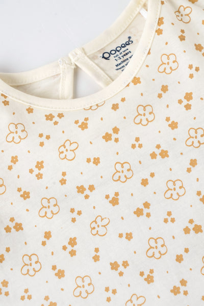 Popees Baby Girls Cotton Floral Printed Puff Sleeve Top| Soft Breathable Casual Wear (1–6 Years)