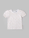 Popees Girls Floral Print Cotton Puff Sleeve Top for Kids (1–6 Years) | Soft Breathable Casual Summer Wear Outfit