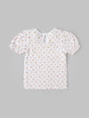 Popees Girls Floral Print Cotton Puff Sleeve Top for Kids (1–6 Years) | Soft Breathable Casual Summer Wear Outfit