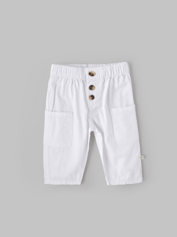 Popees Baby Unisex White Cotton Casual Pant| 9 Months to 4 Years