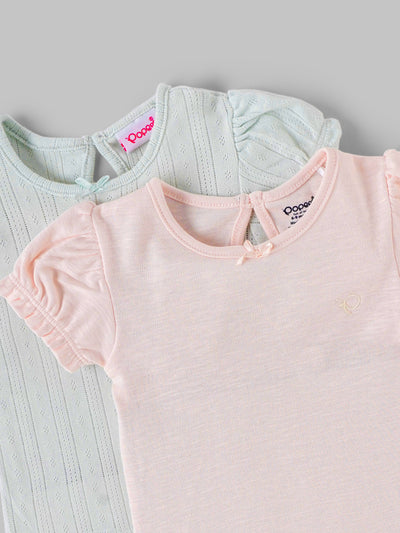 Popees Baby Girls Cotton Puff Sleeve Tops |3 Months to 24 Months