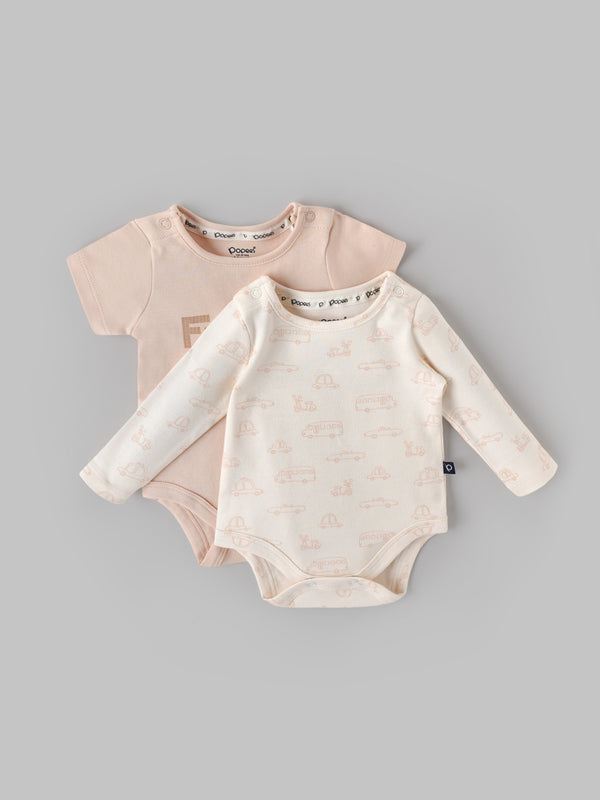 Popees Baby Boys Bodysuit Set Pack of 2| Tiny Baby, Newborn to 6 Months