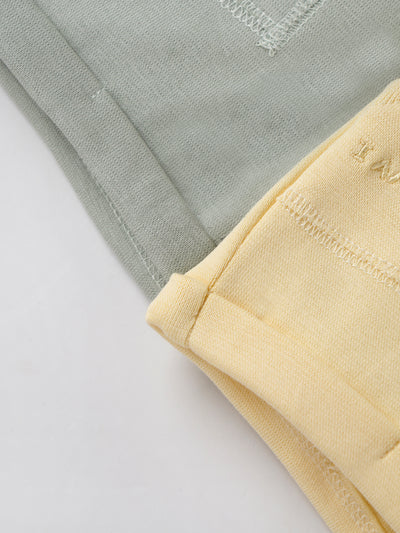 Popees Infant Unisex Soft Cotton Shorts Pack of 2| Grey & Yellow| 0-9 Months
