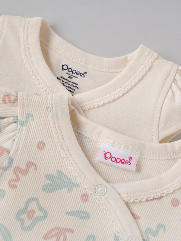 Popees Baby Girls Cotton Jabla Pack of 2| Tiny Baby, Newborn to 6 Months
