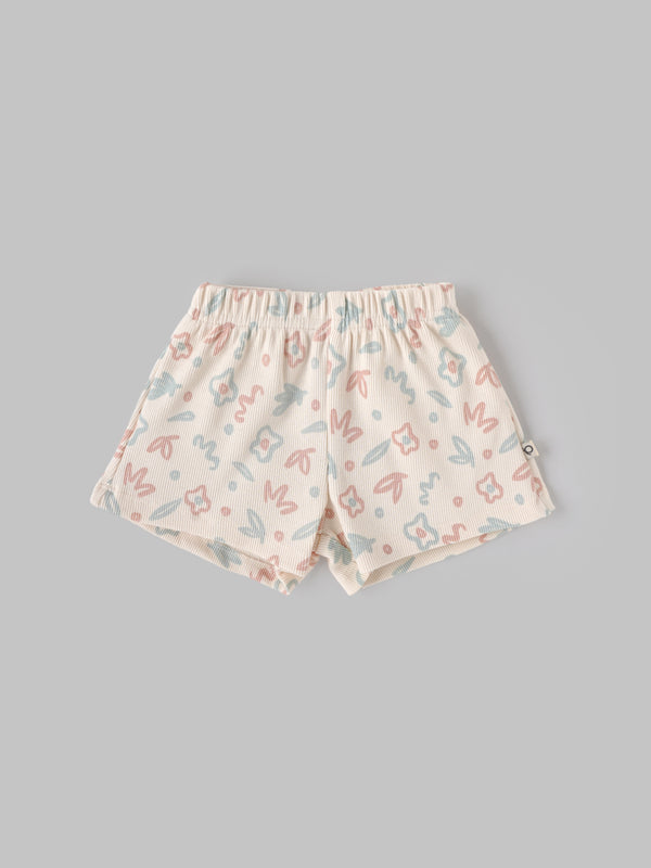 Popees Baby Girls Cotton Shorts Pack of 2 |Soft Solid & Floral Pull-On Shorts with Elastic Waist |Newborn–9 Months