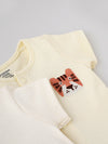Popees Baby Unisex Cotton Front Open Jabla Set (Pack of 2)| Cream| Tiny Baby To 9 Months