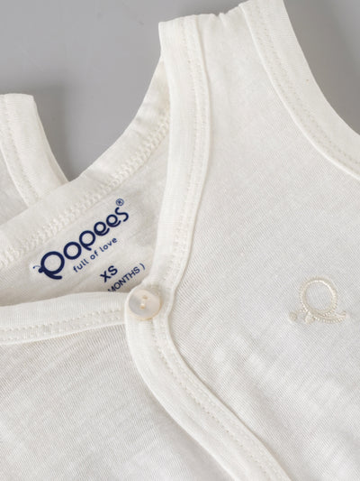 Popees Baby Unisex Cotton Jhabla Pack of 2|Soft Sleeveless Front Button Newborn Top |Tiny Baby, NB–6M
