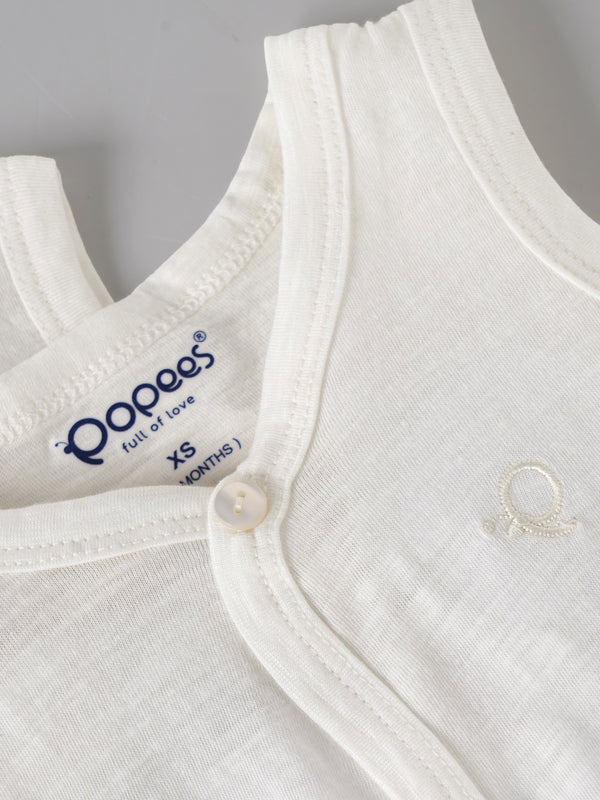 Popees Baby Unisex Cotton Jhabla Pack of 2|Soft Sleeveless Front Button Newborn Top |Tiny Baby, NB–6M