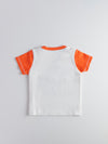 Popees Baby Boys Half Sleeve Cotton T-Shirt| White & Orange| 3-36 Months