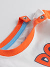 Popees Baby Boys Half Sleeve Cotton T-Shirt| White & Orange| 3-36 Months