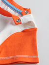 Popees Baby Boys Half Sleeve Cotton T-Shirt| White & Orange| 3-36 Months