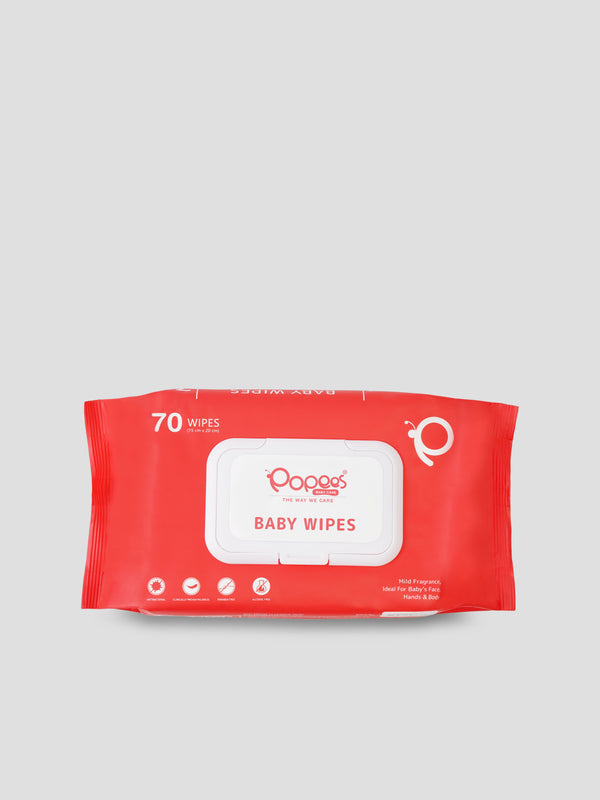Popees Anti-bacterial Vitamin E & Aloe Vera Baby Wet Wipes -70 PCS