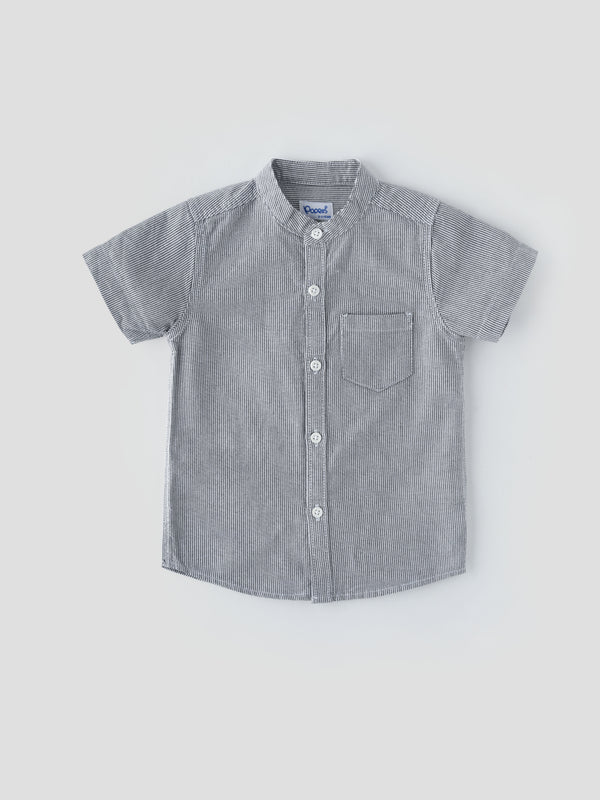 Classy & Striped Half Sleeved Mandarine Collar Shirt for Boys
