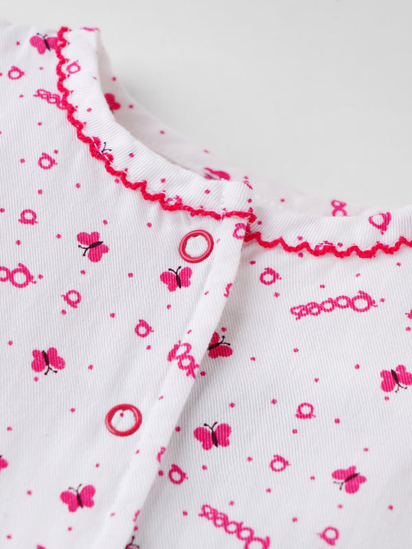 Popees Printed Front Open Jhabla (0–6 Months) for Baby Girls