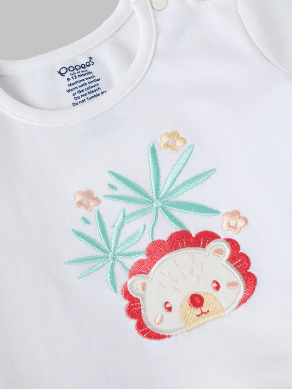 Popees Short Sleeve (3–36 Months) Chest Printed Top for Newborn Girls