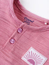 Popees Half Sleeve Henley T-shirt (0–9 Months) with Sunshine Patch for Boys