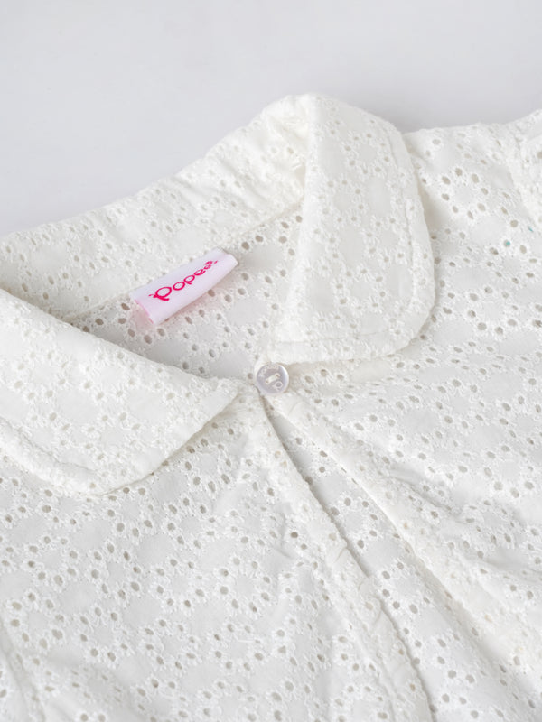 Popees Elegant White Eyelet Embroidered Jacket (3-36 Months) for Baby Girls