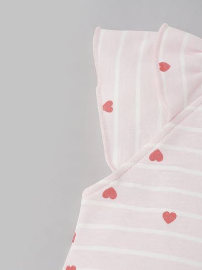 Popees Heart-Printed Half Sleeve Front Open Top for Baby Girls (0–9 Months)