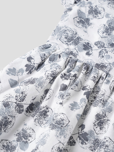 Popees Baby Girls Flutter Sleeve Cotton Dress| White & Grey| 3-36 Months
