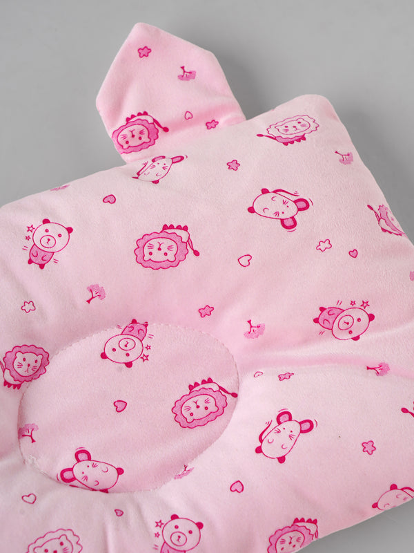 Popees Newborn Baby Head Pillow, Soft Cotton Infant Pillow for Crib & Stroller – Light Pink