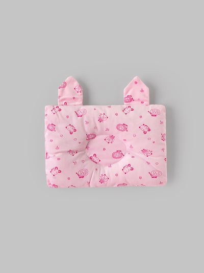 Popees Newborn Baby Head Pillow, Soft Cotton Infant Pillow for Crib & Stroller – Light Pink