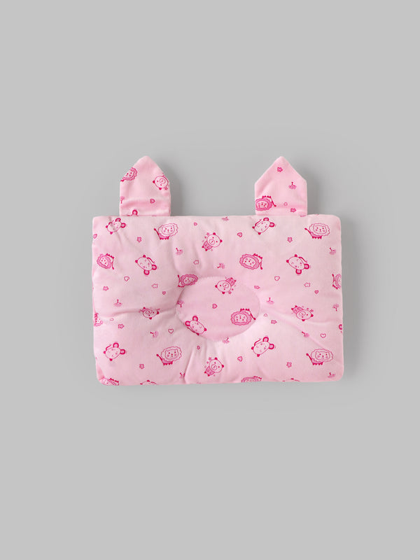 Popees Newborn Baby Head Pillow, Soft Cotton Infant Pillow for Crib & Stroller – Light Pink