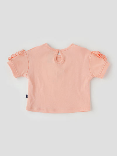 Chic Half-Sleeved Embroidered Top for Girls Back View