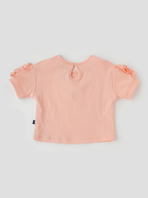 Chic Half-Sleeved Embroidered Top for Girls Back View