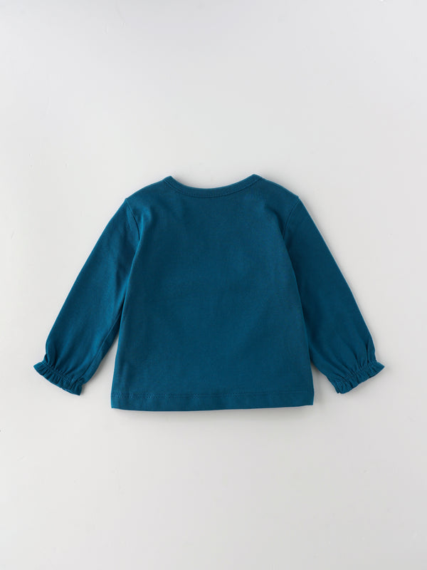Popees Chest-Printed Full Sleeve Top (0–9 Months) with Shoulder Opening for Baby Girls