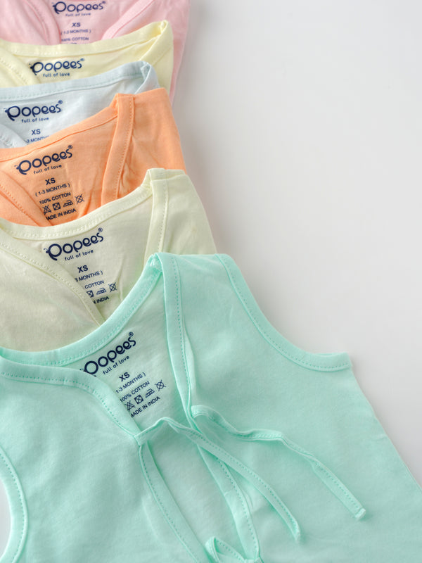 Popees Baby Jhabla – 100% Cotton, Skin-friendly Front Knot Tops for Newborns & Infants (Pack of 6)