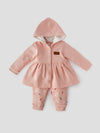 Popees Baby Girl Cotton Hooded Top & Pant Set| Peach| 3-24 Months