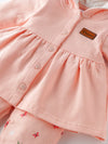 Popees Baby Girl Cotton Hooded Top & Pant Set| Peach| 3-24 Months