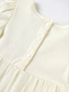 Popees Baby Girls Bow Detail Short Sleeve Dress with Panty| Cream| S-L Size