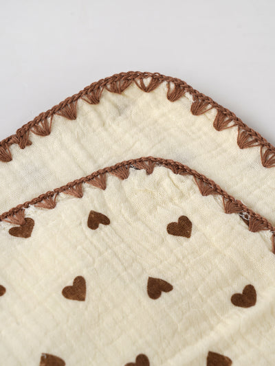 Popees Baby Muslin Cotton Hand Towel with Lace Border