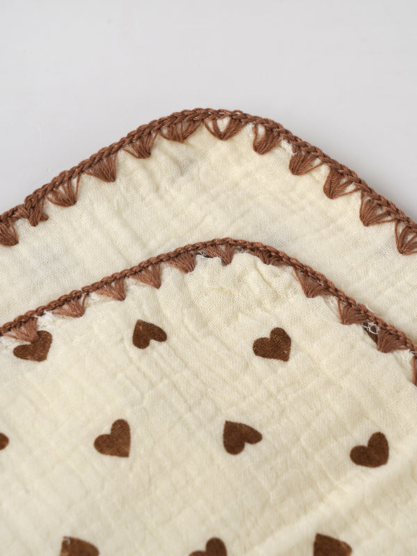 Popees Baby Muslin Cotton Hand Towel with Lace Border