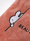 Popees Baby Coral Plush Bath Towel with Bunny Embroidery, Ultra-Soft Absorbent Baby Bath Wrap, Gentle & Skin-Friendly Towel for Newborns & Infants