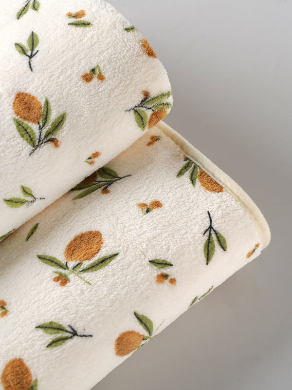 Popees Baby Coral Velvet Printed Towel| Ultra Soft & Absorbent Bath Towel for Babies