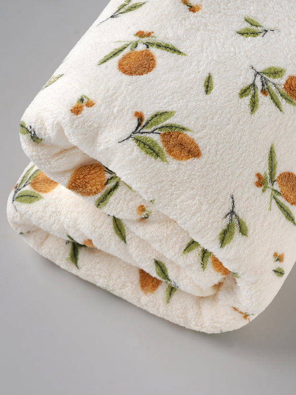 Popees Baby Coral Velvet Printed Towel| Ultra Soft & Absorbent Bath Towel for Babies