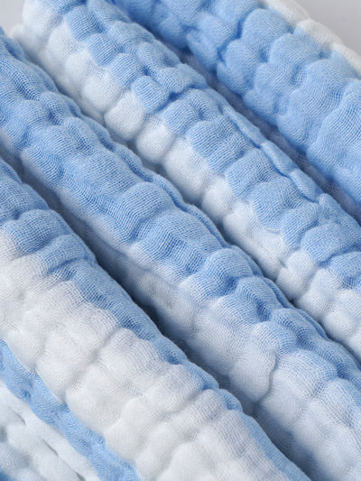 Popees Baby Towel for Newborns, Soft Muslin Cotton Bath Towel, Blue Stripe